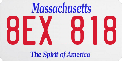 MA license plate 8EX818