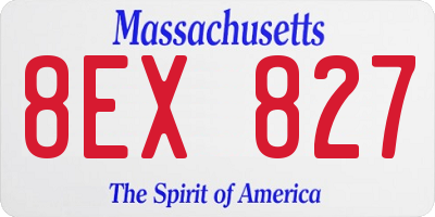 MA license plate 8EX827