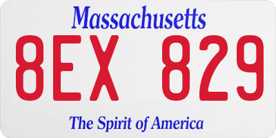 MA license plate 8EX829