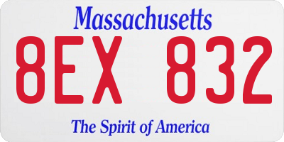 MA license plate 8EX832
