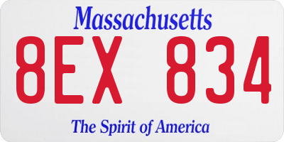 MA license plate 8EX834