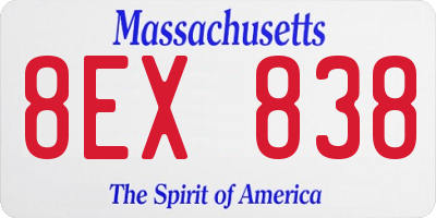 MA license plate 8EX838