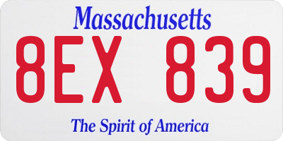 MA license plate 8EX839