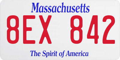 MA license plate 8EX842