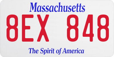 MA license plate 8EX848