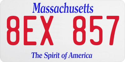 MA license plate 8EX857