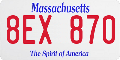 MA license plate 8EX870