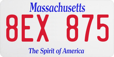 MA license plate 8EX875