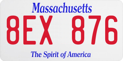 MA license plate 8EX876