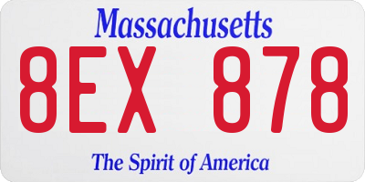 MA license plate 8EX878