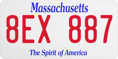 MA license plate 8EX887