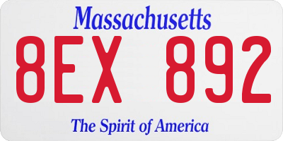 MA license plate 8EX892