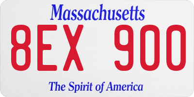 MA license plate 8EX900