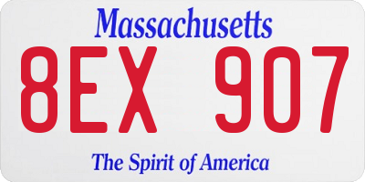 MA license plate 8EX907
