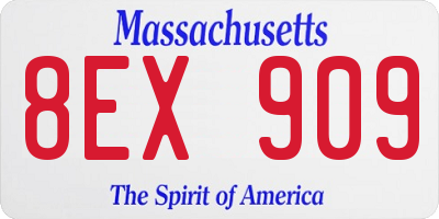 MA license plate 8EX909