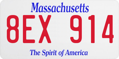 MA license plate 8EX914