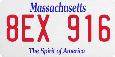MA license plate 8EX916