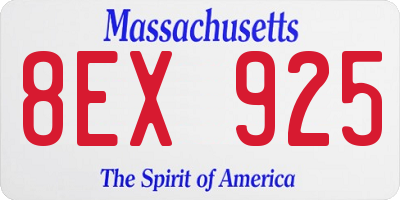 MA license plate 8EX925