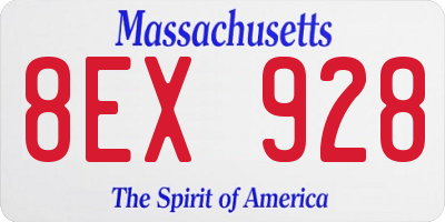 MA license plate 8EX928