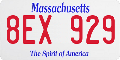 MA license plate 8EX929