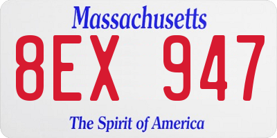 MA license plate 8EX947