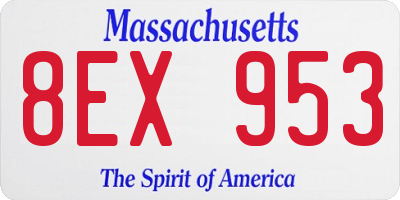 MA license plate 8EX953