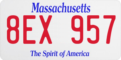 MA license plate 8EX957