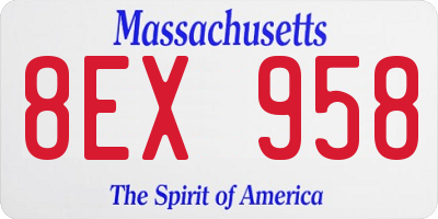 MA license plate 8EX958