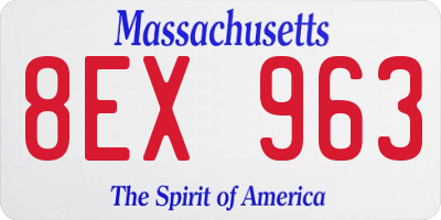 MA license plate 8EX963