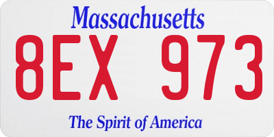 MA license plate 8EX973