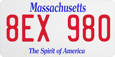MA license plate 8EX980