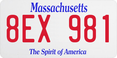 MA license plate 8EX981