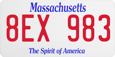 MA license plate 8EX983