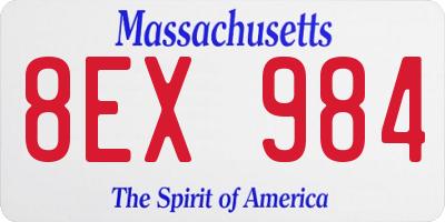 MA license plate 8EX984