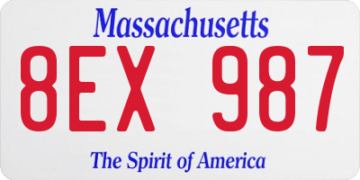 MA license plate 8EX987