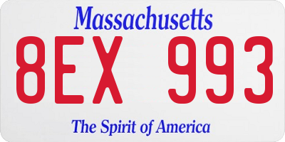 MA license plate 8EX993