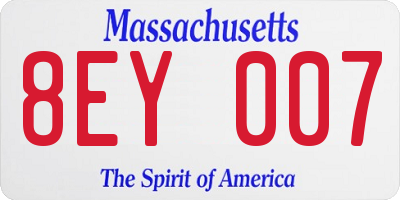 MA license plate 8EY007