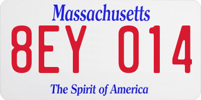 MA license plate 8EY014