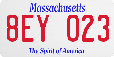 MA license plate 8EY023