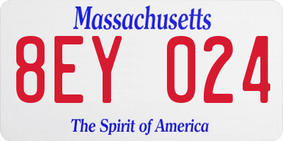MA license plate 8EY024