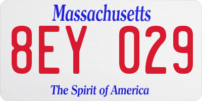 MA license plate 8EY029