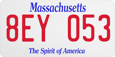 MA license plate 8EY053