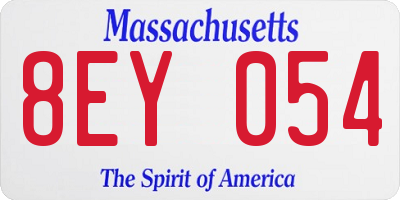 MA license plate 8EY054