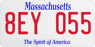 MA license plate 8EY055