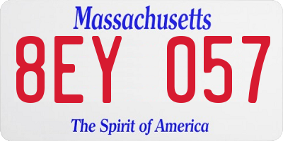 MA license plate 8EY057