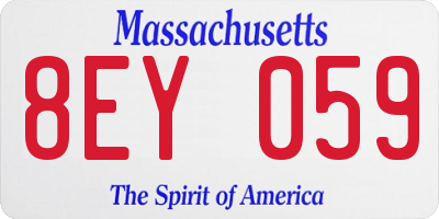 MA license plate 8EY059