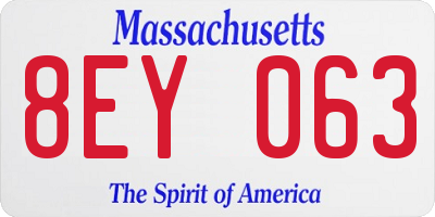 MA license plate 8EY063