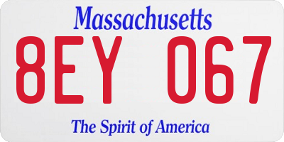 MA license plate 8EY067