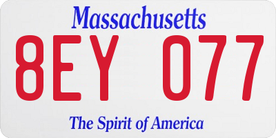 MA license plate 8EY077