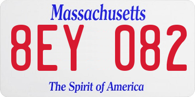 MA license plate 8EY082